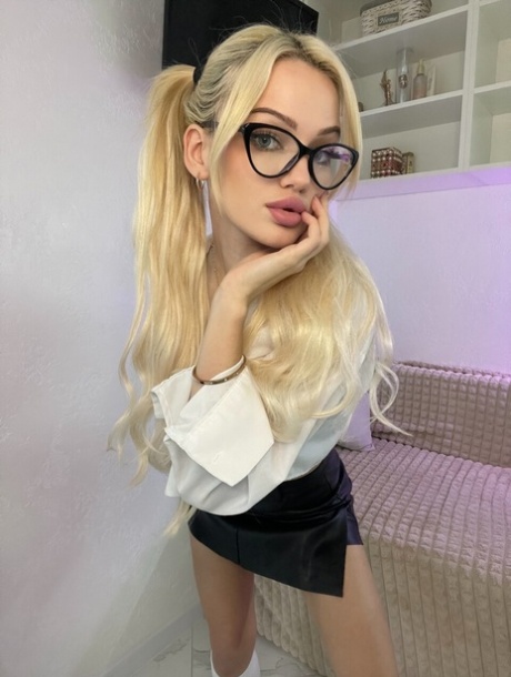 blonde glasses porno image